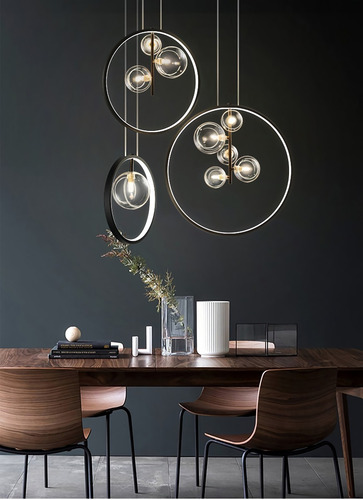 Imagen 6 de 8 de Lampara Decorativa De Techo Colgante Tipo Aro Burble Alb