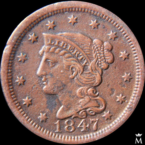 Mg* Estados Unidos 1 Cent 1847 Moneda Cobre Muy Buen Estado