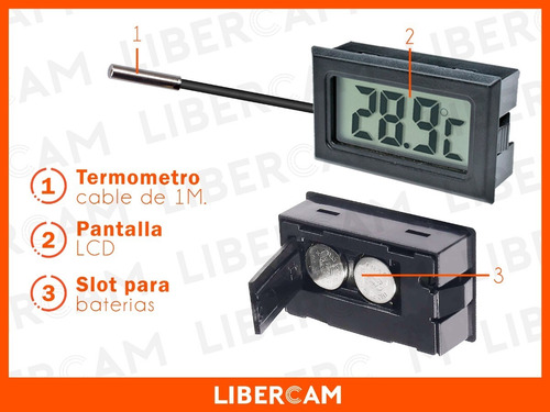 Imagen 7 de 10 de Termometro Digital Pantalla Lcd Heladera Cava Cable 1 Metro