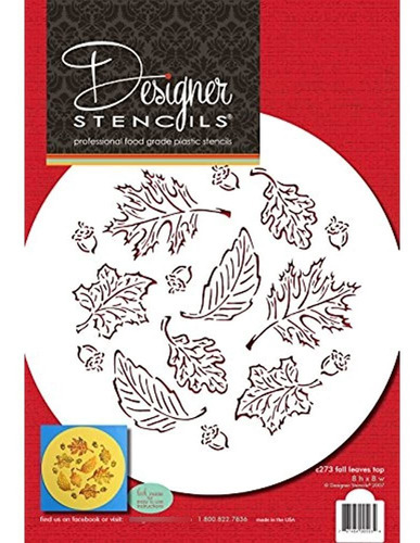 Designer Stencils C273 Hojas De Otoño Cake Stencil Top Beig