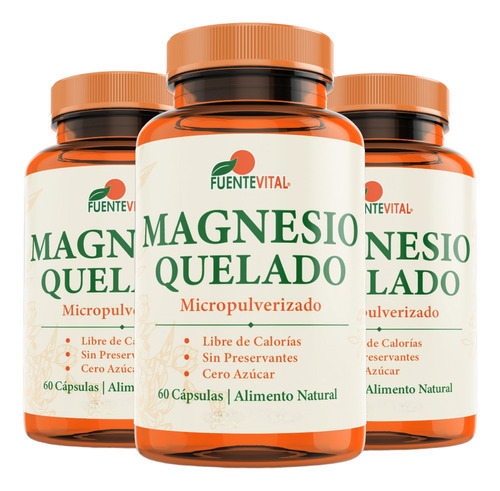 Magnesio Quelado Pack 3 Unidades 180 Cápsulas