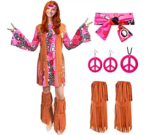 Atamet Mujeres 60s 70s Hippie Trajes Ropa Hippy Disco Adulto