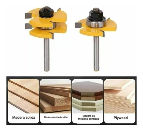 Fresa Router 1/4 Broca Ensamble Machimbrado Zanco Kit 2pzs
