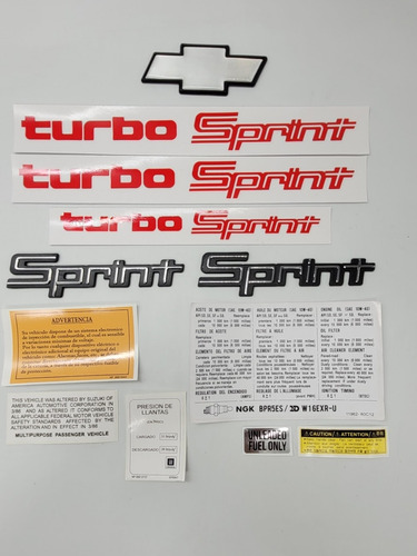 Chevrolet Sprint Turbo Calcomanías Y Emblemas 