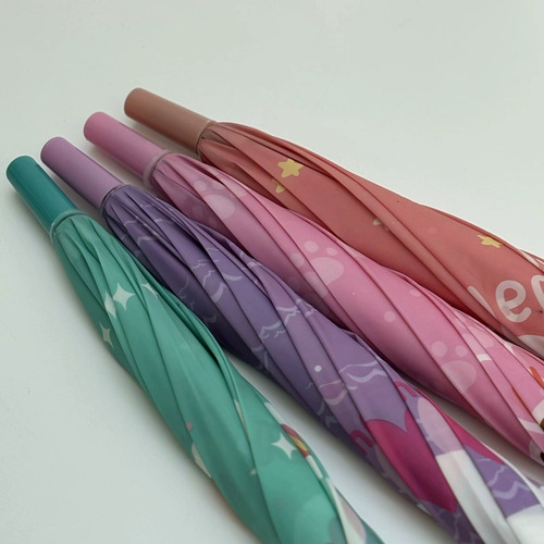 Paraguas Infantil De Mango Largo Con Silbato Rosa