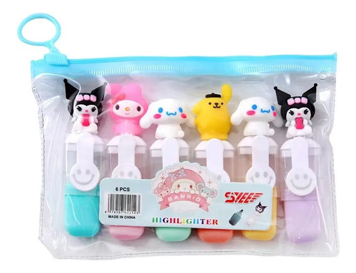 Marcador Resaltador  Sanrio Kit 6 Und