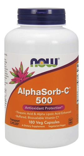 Alphasorb-c 500 Mg Apoyo Antioxidante Now 180 Capsulas