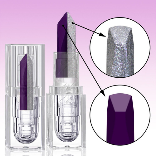 Lápiz Labial Degradado De Dos Tonos, 2 En Uno, Morado, Silve