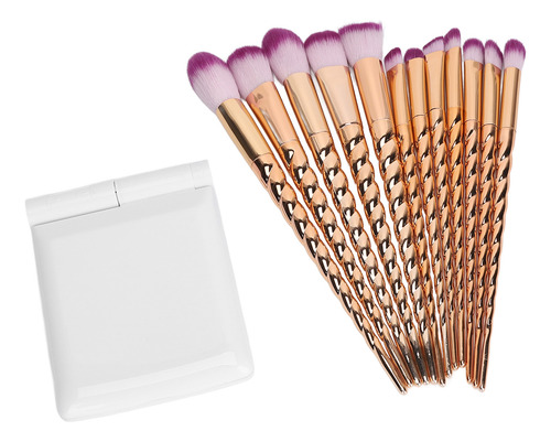 Set De Maquillaje Led Mini Cosmetic Mirror Golden Brush De 1