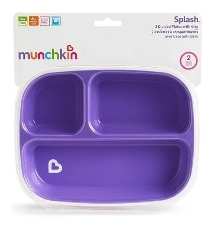 Imagen 1 de 3 de Plato Con División Comida Munchkin Bebé Morado Práctico