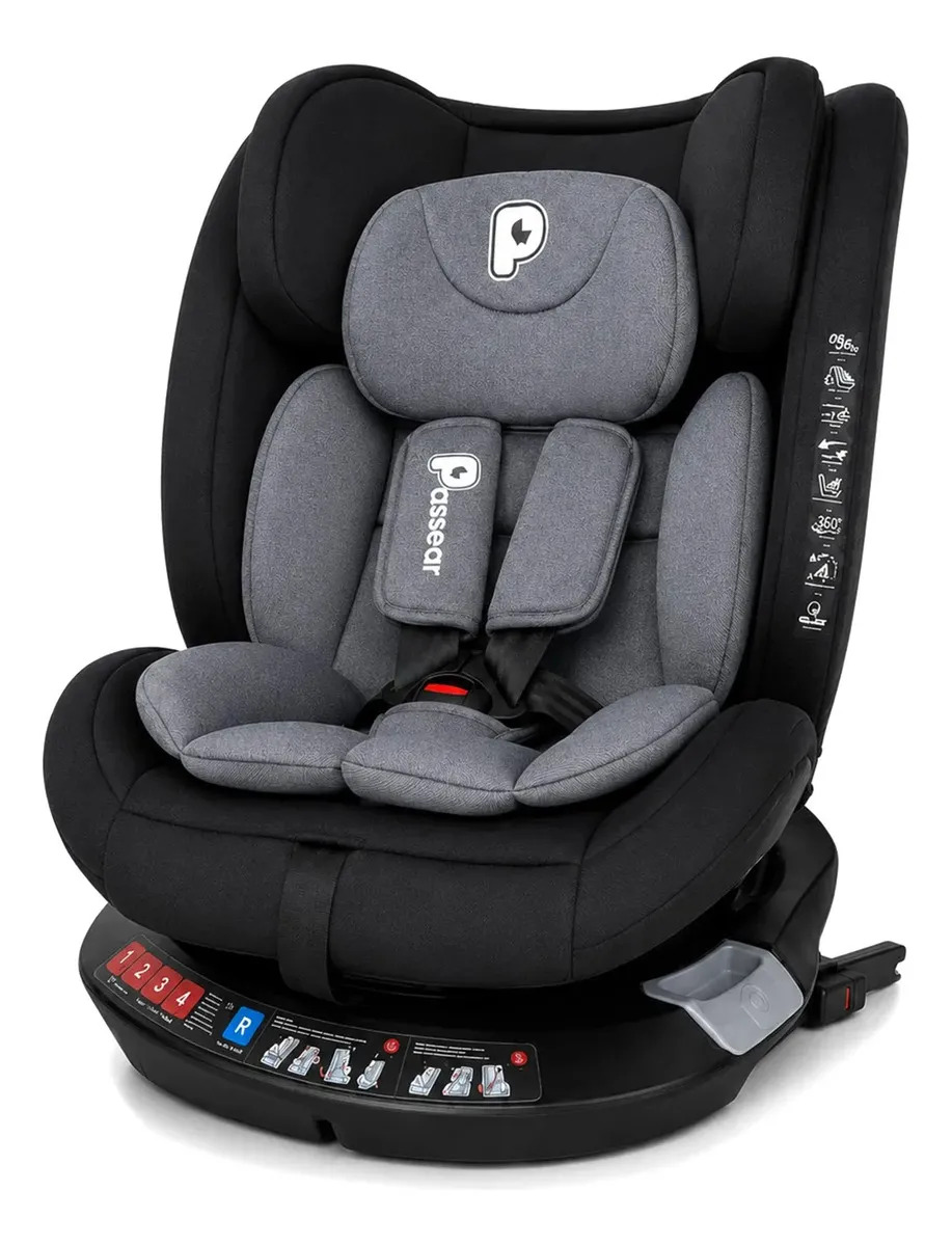 Cadeirinha Para Carro Nora 0 A 36kg Isofix Gira 360o Passear Preto Cinza