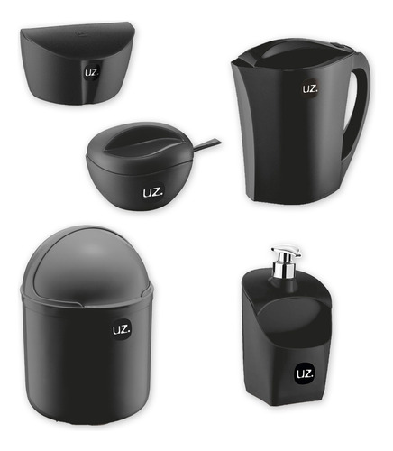 Conjunto Cozinha Dispenser Lixeira Jarra E Porta Tempeiro Uz