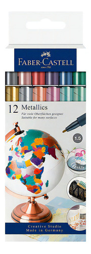 12 Marcadores Metalicos Faber Castell