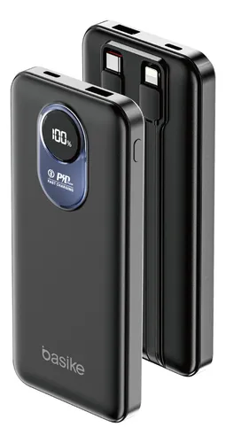 Power Bank 10000mah com cabo embutido, power bank de viagem com c...