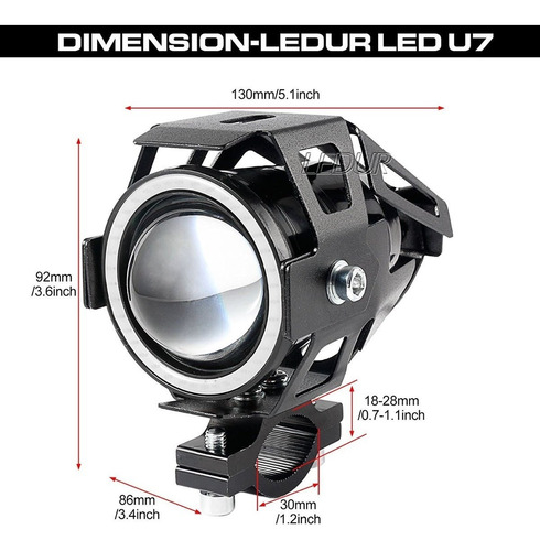 Par Faros Cree Led Moto U7 20w 3000l + Switch Solo Fas Motos