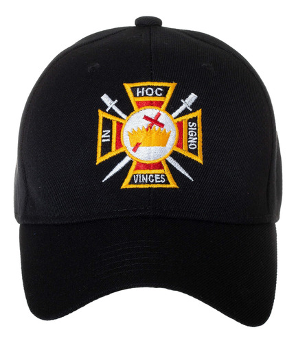 In Hoc Vinces Templar Masonic Bordado Negro Ajustable Gorra 