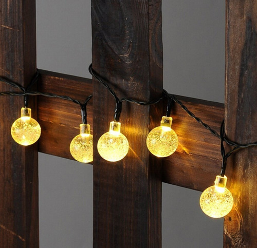 Imagen 2 de 6 de Guirnalda Bolitas Luz Led Solar Exterior C/ Estaca