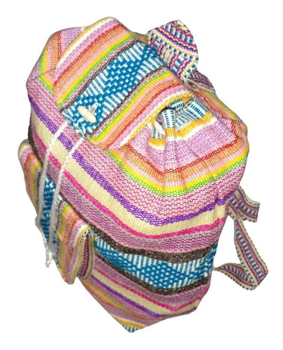 Morral Multicolor Mexicano, Mxika-001, 1 Pza, 10kg, Rosa/azu Color Rosa/ Azul/ Morado