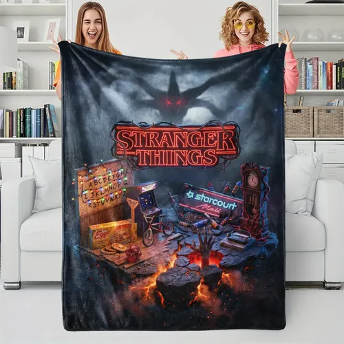 Cobertor Stranger Things Alphabet Wall Flannel Throw Bedroom