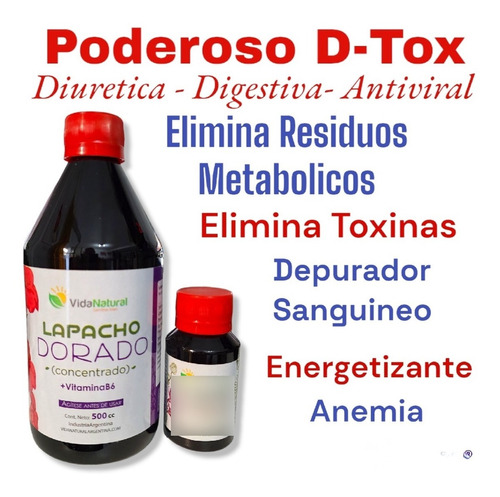 D-tox Limpia Sangre Hígado Riñones Anemia Energía Antiviral