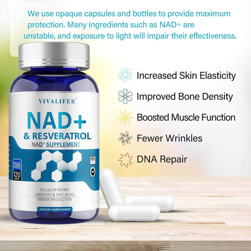 Vivalifer Suplemento De Nad + Resveratrol 120 Capsulas Sin Sabor