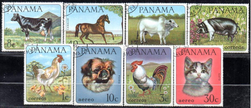 Panama 1967 - Serie De 8 Sellos De Animales Domésticos