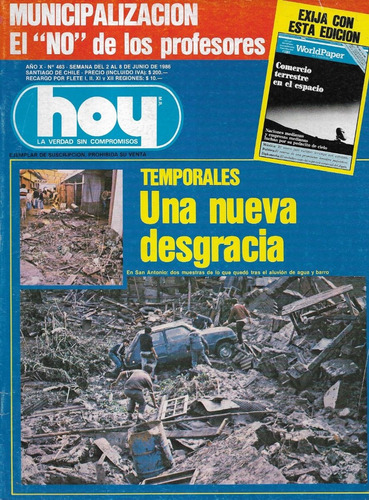 Revista Hoy N° 463 / 8 Junio 1986 / Temporales Desgracia