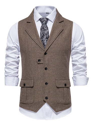 A Chaleco Hombre Tweed Marrón Vintage Vest