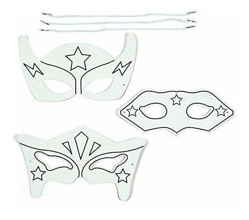 Pack De 24 Máscaras De Superhéroes Para Colorear - Divertido