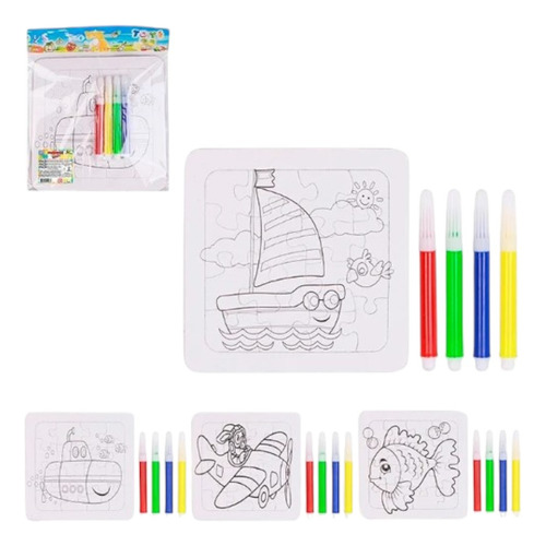 Jogo Quebra Cabeca Infantil Pra Colorir Monte Pinte Didatico