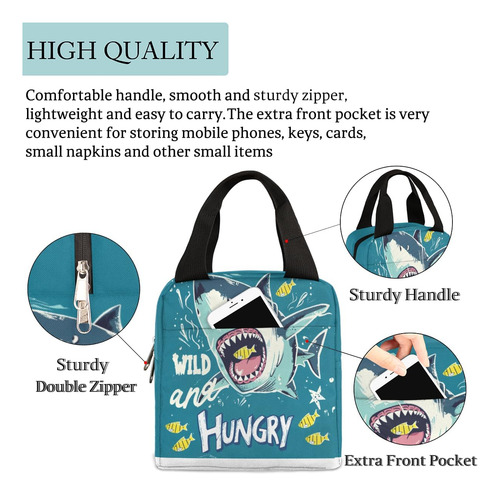Bolsas De Almuerzo Con Diseño De Tiburón Hambriento Para Niñ