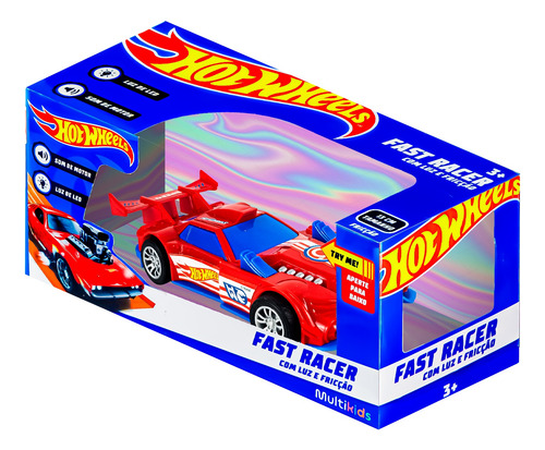 Carrinho Fast Racer Hot Wheels Fricção Com Som E Farol