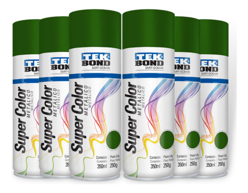 Spray Tek Bond Verde Metálico Super Color 350ml Emb. C/06