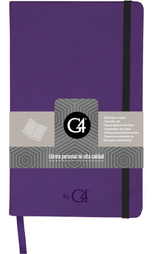  G4 Cuaderno Pasta Dura ml-lib-ski 80 hojas  óptico silky (de bosques sustentables) 1 materias unidad x 1 21cm x 13cm skin color morado