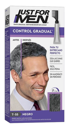 Kit Tintura Just For Men  Control Gradual Touch of grey tono t-55 moreno-negro para cabello