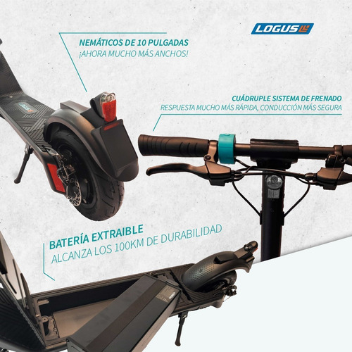 Imagen 7 de 8 de Monopatin Electrico Logus L9 500w - 10 - Auton.40km 36km/h