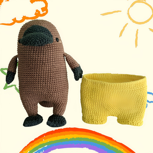 Muñeco De Apego Ornitorrinco Amigurumi Artesanal Crochet Marrón