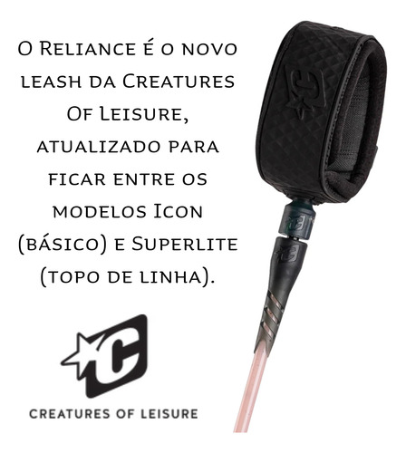 Leash Estrepe Cordinha Creatures Reliance Longboard 9' X 7mm