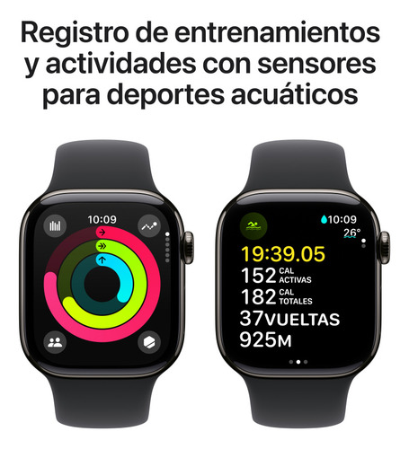 Apple Watch S10 Gps + Cellular 42mm S/m Titanio Pizarra Pizarra Correa Deportiva Negra Titanio Pizarra