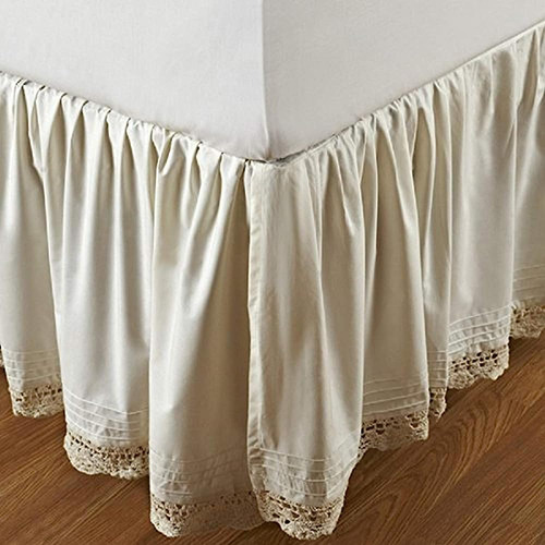 ~? Be-you-tiful Home Bella Crochet Bed Skirt, Queen, Ivory