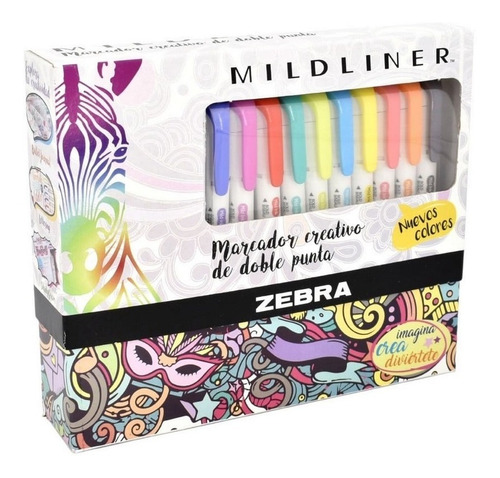 Set 25 Destacadores Doble Punta Mildliner Creative Zebra