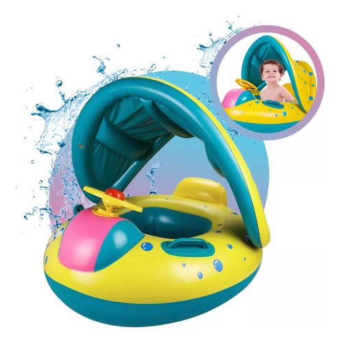 Boia Bote Bebê Infantil Menino Menina Inflável Piscina Praia Bote Cobertura Proteção Raios Uv Tippi
