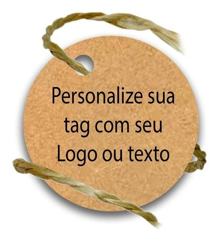 Tag Redonda Kraft Personalizada F/v Com Sisal 150pçs 4,5cm