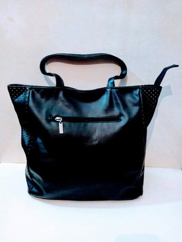 Cartera Tipo Bolso- Color Negra- Amplia- Isadora- Negro Lisa Metal Negro (Usado)
