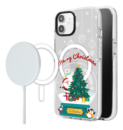 Funda Para iPhone Magsafe Santa Claus Navidad Nombre