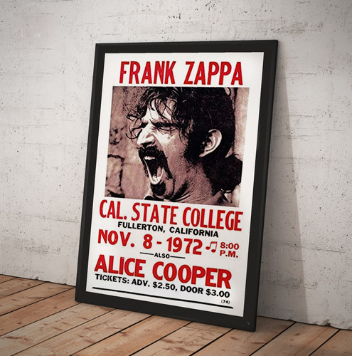 Cuadro Frank Zappa Lamina Cuadro Poster Tour Concert Vintage