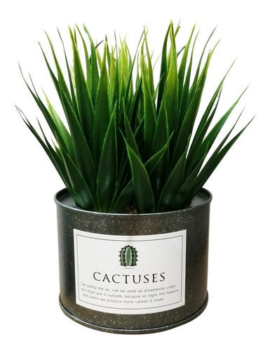 Cactus Planta Artificial Con Macetero 