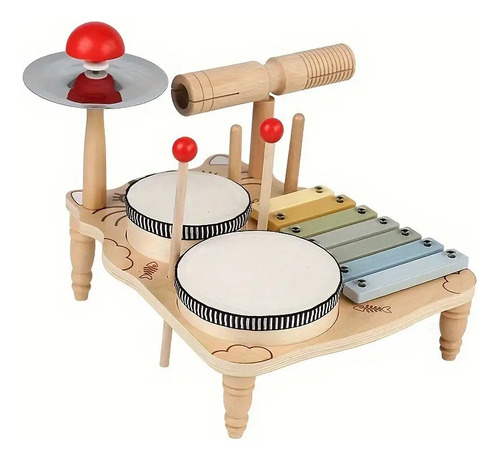 Bateria Juguete Didactico De Bebe Musical Infantil Madera