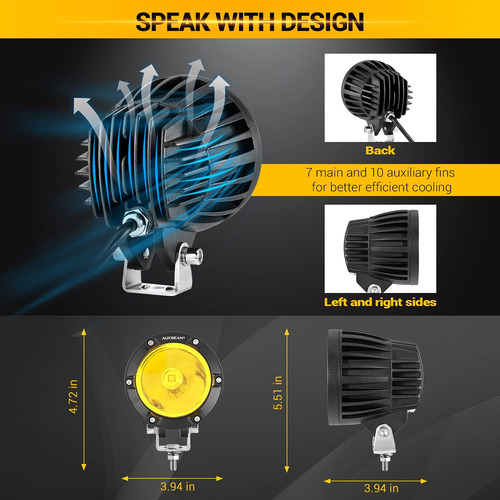 Luz Antiniebla Ámbar De 4 Pulgadas, 72 W, Luz Led Re 5972139