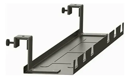Kit Gestione Cavi StowBin Da Scrivania – 2 Canaline In Acciaio Con Clip E Organizer, Montaggio Sotto O A Parete